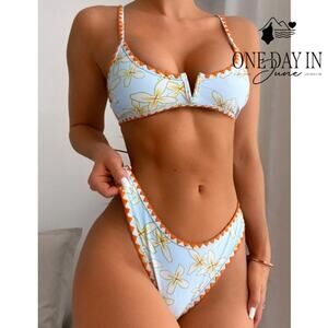 Zaful V Wire Tie Back Bikini Swimsuit Size S